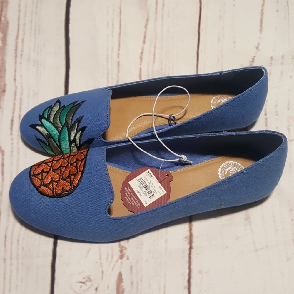 SO Pineapple Blue Flats - Size 10 - Picture 2 of 4